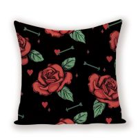 Spring Decorative Cushion Covers Flower Floral Living Room Cushions 45 X 45 Cm Rose Pillows Quality Linen Throw Pillow Covers