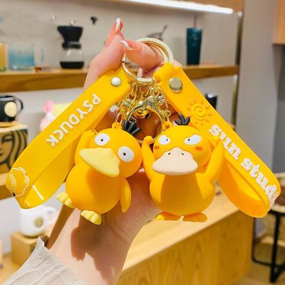 【CW】 Kawaii Pokemon Psyduck Pikachu Keychain Cute Anime Cartoon Doll Pendant Backpack Ornaments Car Key Ring Jewelry Holiday Gifts