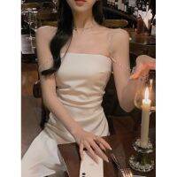 【HOT】 2023 summer high-end milky sweet Yujie light familiar style design niche pleated satin suspender dress female