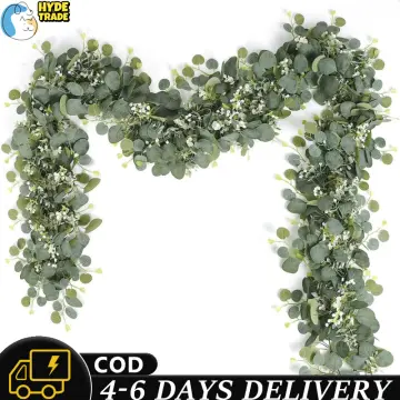 Artificial Eucalyptus Garland with Willow Leaves Fake Greenery Vine Wedding  Table Decoration Silver Dollar Runner