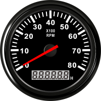 Waterproof Tachometer 3-8K RPM Tacho Gauge REV Counter with Hour Meter 85mm Gasoline Diesel Engine 12V 24V Red Backlight