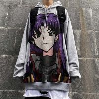 QWEEK Japan Style Anime Hoodie Oversized Streetwear Women Autumn Vintage Plus Velvet Hooded Sweatshirts Korean Fashion Tops Kpop