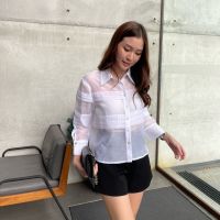 GRIS - Silk-Pleated Shirt เสื้อเชิ้ตซิลค์