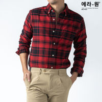 era-won Premium Quality เสื้อเชิ้ต ทรงปกติ Dress Shirt แขนยาว สี Red Homer