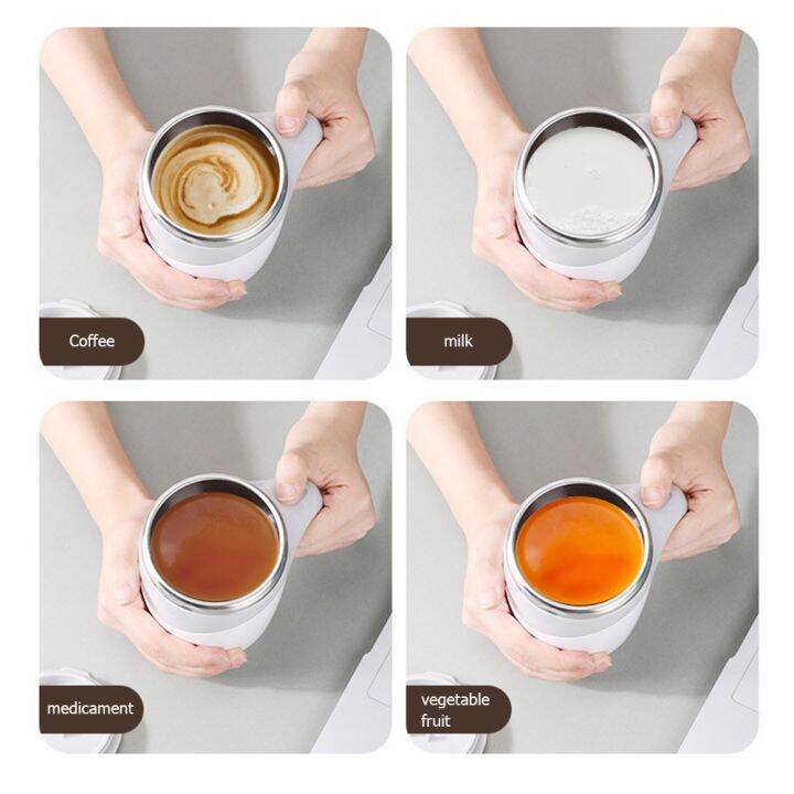 high-end-cups-380มิลลิลิตรอัตโนมัติกวนแก้วแม่เหล็กสแตนเลสกาแฟนมน้ำผลไม้ไฟฟ้าขี้เกียจถ้วยสำหรับโฮมออฟฟิศ