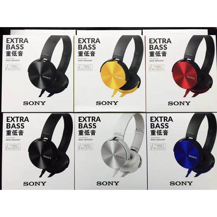 New MDR-XB450AP Sony Extra Bass Over-the-Ear Headphones - (Blue) (Red ...