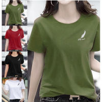 Plus Size Womens Blouse Korean Short-sleeved Round Neck T-shirt