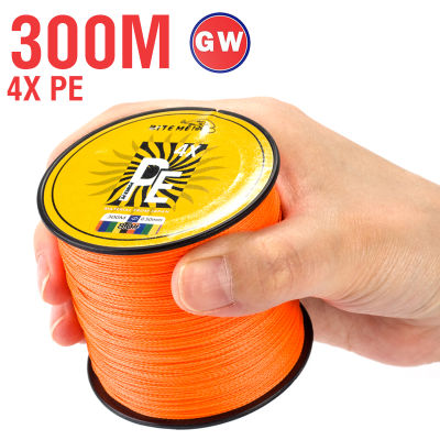 หล่อ4X 300เมตรสีส้ม PE สายการประมงถัก4 S Trand 11-84LB M Ultifilament ซุปเปอร์แข็งแกร่งสายการประมง PE สาย