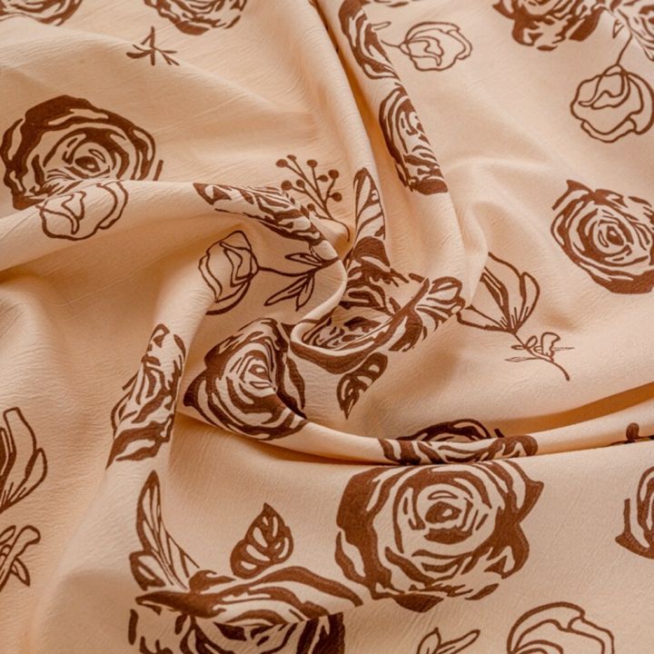 ผ้าปูที่นอนเตียงคู่ผ้าคอตตอนฟอกสีแบบยืดได้ผ้าปูที่นอนพอดีดอกไม้สีน้ำตาลพิมพ์ลายแบบเดี่ยว-ราชินี-ฟูกที่นอนคิงไซส์