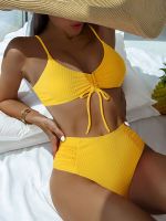 2023 Bikinis Solid High Waist Swimsuit Women Sexy Push Up Swimwear Female Bathers Swimming Bathing Suit Summer Beachwear