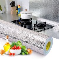 【cw】 40Wx100L Wall Stove Aluminum Foil Stickers Anti fouling temperature adhesive Croppable Wallpaper
