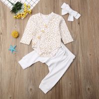 Autumn Toddler kids Baby Girls Boys Flower Tops Plain Long Sleeve Romper Bodysuit Long Pants Outfits Clothes Sets  by Hs2023