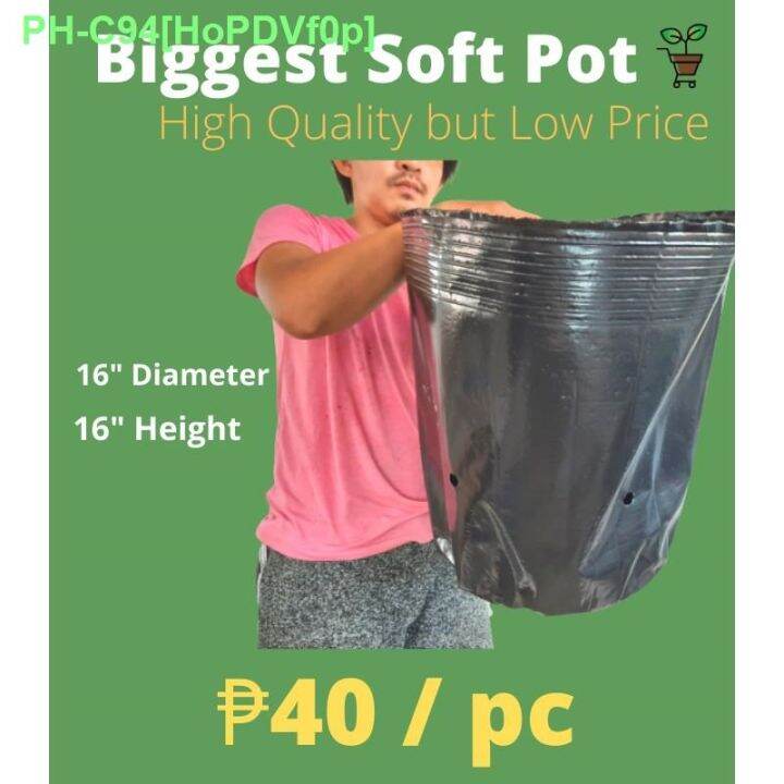 Soft Pots 16 inches Biggest Available / Black round plastic home garden stackable plant nursery