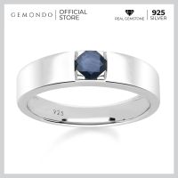 Gemondo แหวนเงินแท้ 925 Sterling Silver ชุบโรเดียม ประดับไพลิน (Blue Sapphire) ขนาด 4.5 มม. สไตล์แหวนเม็ดเดี่ยว