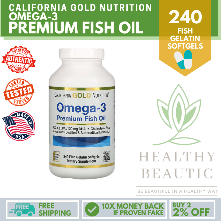 California Gold Nutrition, Omega-3, Premium Fish Oil, 240 Fish Gelatin ...