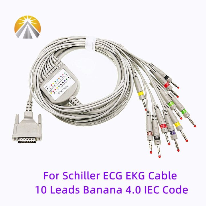 ชิลเลอร์-ecg-สายหนึ่งชิ้น10-leads-db15-pin-aha-หรือ-iec-กล้วยหรือคลิป-at1-at2-at4ไบโอเมดิกา-p80มอร์ทารา-eli250-eli150-10k