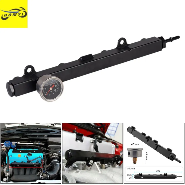 Upgrade Your Honda K Series (K20/K24) With This High Flow Black Fuel Rail & Gauge Port