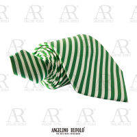 ANGELINO RUFOLO Necktie(NTN1750-ทาง019) เนคไทผ้าไหมทออิตาลี่ 100% คุณภาพเยี่ยม ดีไซน์ Stripe สีม่วง/ฟ้า/ชมพู/เขียว