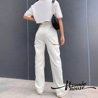 Hannie-Women´s White High Waist Hollow Out Jeans with Pockets Trousers