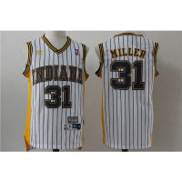 ใหม่ NBA Indiana Pacers รองเท้า สําหรับผู้ชาย #เสื้อกีฬาบาสเก็ตบอล ปักลาย Reggie Miller สีขาว 31