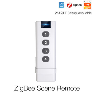 Jiuch Tuya ZigBee สมาร์ทเฮ้าส์สวิตช์ฉากไร้สาย4แก๊งระยะไกลแบบพกพา Tuya Zigbee Hub ไม่จำเป็นต้องจำกัดในการควบคุมอุปกรณ์สำหรับชีวิตสมาร์ทรีโมทสวิตช์สถานการณ์อัตโนมัติ