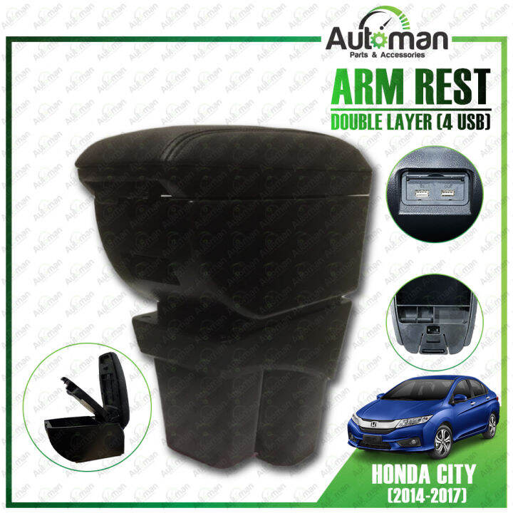Honda City 2014 2017 Premium 4 Ports USB Double Layer Arm Rest