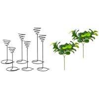 6 Pcs Black Iron Spiral Flower Stand 1 Pcs 25.6Inch Artificial Plants Fiddle Leaf Fig Faux Ficus Lyrata Tree