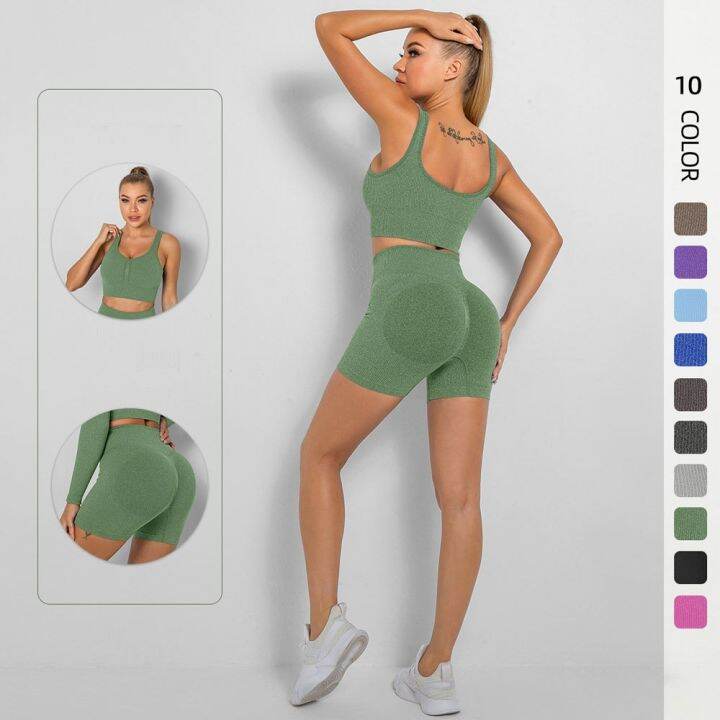 【cw】 Yoga Set Seamless Women Gym Sport Suit Gym Set Workout Clothes For Women Sports Set Crop