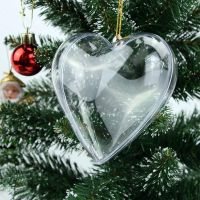 20pcslot Transparent Plastic Heart Clear Gift Box 6580100mm Gift Candy Ball Box Christmas Decor For Tree Valentines Decor