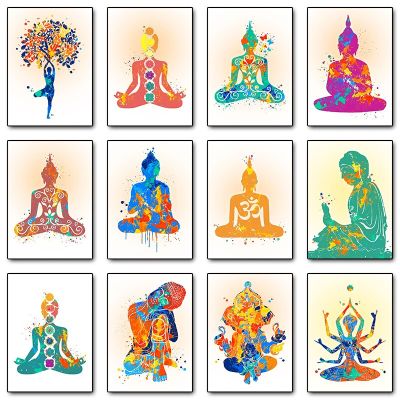 Zen Yoga Meditation Buddha Statue Canvas Wall Art For Spiritual Living Room Decor - Chakras Print On Lazada