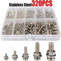 320Pcs  Stainless Steel SS304 Screws an Head Screws Nuts Bolts Assortment Kit M2 M2.5 M3 M4 M5  Metic Nut and Bolt Assortment Nails Screws Fasteners