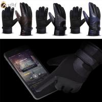 VFBF Winter Men Velvet Waterproof Non-slip Touch Screen Windproof Leather Ski Gloves Thick Warm Mittens