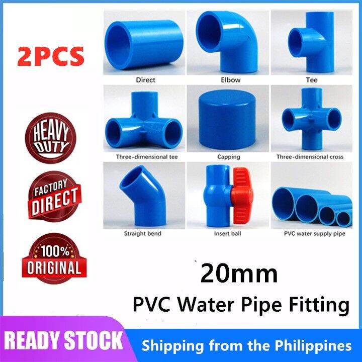 2PCS PVC Water Pipe Fittings, Water Supply Elbow, Straight Cross Tee