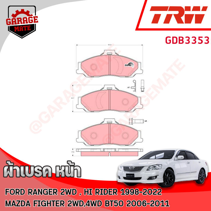 trw-ผ้าเบรคหน้า-ford-ranger-2-5d-2-9d-2wd-1998-2006-ford-ranger-2-5d-2-9d-2wd-hi-rider-4wd-1998-2006-รหัส-gdb3353