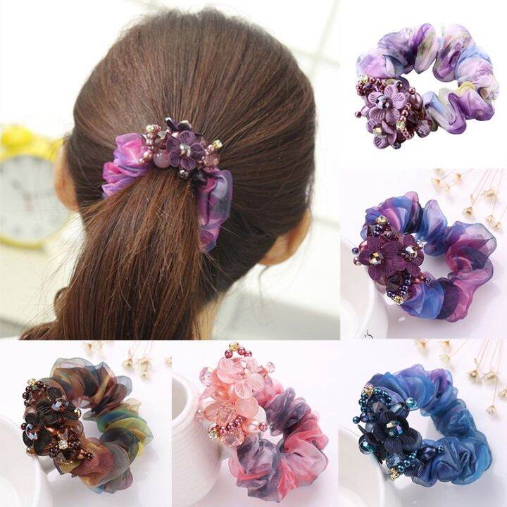 New yarn circle large intestine hair circle fabric flower head rope exquisite Hair Accessories handmade jewelry New yarn circle large intestine hair circle fabric flower head rope exquisite Hair Accessories handmade jewelry