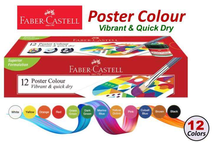 Faber Castell Poster Colors 12 Colours 18s Colors Buncho (Warna Poster ...