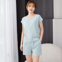 ；【‘；- Print Cartoon Bear Short Sleeve Pajamas Nightwear Sleepwear Shirt Pant Round Neck Sleep Suit Women Lounge Homewear Casual 2Pcs