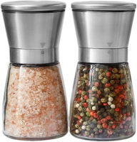 Kitchen-GO Salt and Pepper Grinder Set - Salt and Pepper Shakers for Professional Chef - Best Spice Mill with Brushed Stainless Steel, Special Mark, Ceramic Blades and Adjustable Coarseness