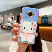 เคสโทรศัพท์กระจกแต่งหน้าแมวน่ารักสำหรับ OPPO Realme11เคสสีม่วงไล่ระดับสีหลากสี Realme 11 / Realme 11 Pro / Realme 11 Pro + ฝาหลังซิลิโคนแบบนิ่ม Realme 11 Pro Plus 2023