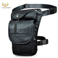 Natural Leather Men Design Casual 8" Messenger Bag Fashion Multifunction Travel Fanny Waist Belt Pack Drop Leg Bag Male 3112