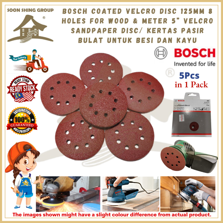 BOSCH Coated Velcro Disc 125mm 8 Holes For Wood & Meter 5” Velcro