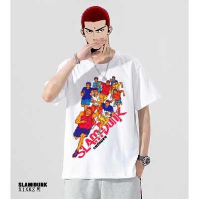 ข้อเสนอพิเศษ tshirt Slam Dunk t-Shirt Summer Pure Cotton Versatile Short-Sleeved Sakuragi Flower Road Kaede Rukawa Mitsui Anime_07(S-S-5XL