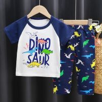 【Ready Stock】 ✜◙ C22 0-12Y Childrens Clothing Cartoon Print Short-sleeved T-shirts Shorts Suit Boy Girl Baby Comfortable Clothes