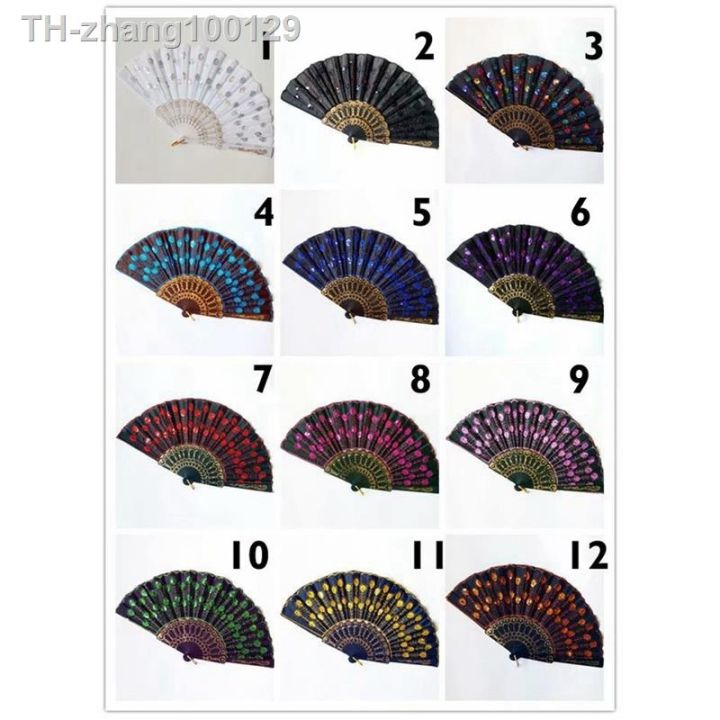 silk-fan-folding-fan-wedding-art-gifts-peacock-sequin-dancing-fan-hand-held-fan