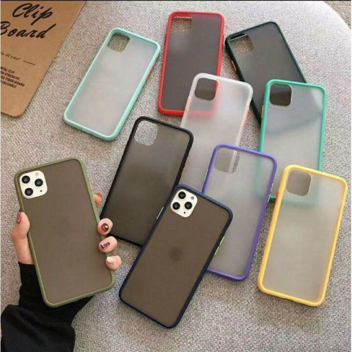 เคสขอบสีหลังขุ่นด้านinfinix-hot7-hot8-hot9-hot10-hot9play-smart4-smart5-infinix-note7-infinixnote8