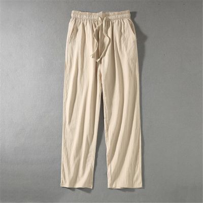 กางเกงสีทึบแฟชั่นลำลองผู้ชาย,กางเกงกางเกงผ้าลินิน8XL ไซส์ใหญ่สำหรับ9XL ฤดูร้อน