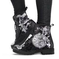 2022 Skull Flower Print High-Top Sneakers Women Boot Autumn Winter Fashion Woman Ankle Boots Adult Botas Mujer Plus Size 43 Goth