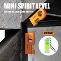 RONGPRO Portable Keychain Level Measuring Tools with Magnet Base Mini Pocket V Stripe Spirit Level Bubble Clamp Precision Ruler