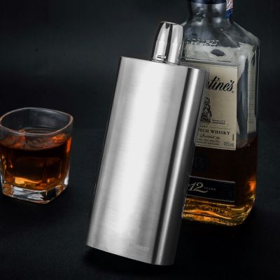 Hip flask 500ml whisky pot stainless steel 304 17oz metal alcohol container wine bottle men gift honest