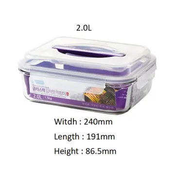 Food storage container with handle, Handy range, 2000 ml, made from glass  - Glasslock